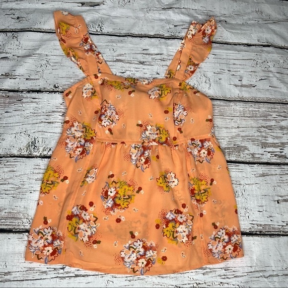 NWT Loft Outlet Floral Print Babydoll Ruffle Strap Top Size XS - Picture 8 of 8